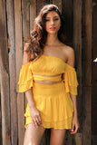 Off Shoulder Cross Lace Romper
