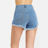 Roll Hem Distressed High Waist
