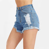 Roll Hem Distressed High Waist