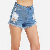 Roll Hem Distressed High Waist