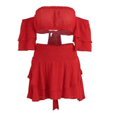 Off Shoulder Cross Lace Romper