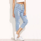 Light Wash Denim Capris