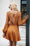 Suede & Lace Hollow Back Dress