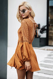 Suede & Lace Hollow Back Dress