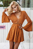 Suede & Lace Hollow Back Dress