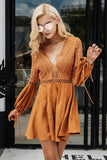 Suede & Lace Hollow Back Dress