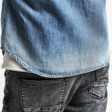 Slim Long-Sleeved Denim Shirt
