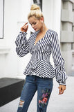 V-Neck Stripe Blouse