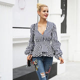 V-Neck Stripe Blouse