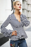 V-Neck Stripe Blouse