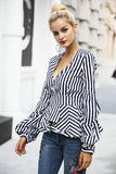 V-Neck Stripe Blouse