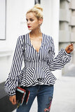 V-Neck Stripe Blouse