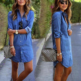 Full Button Up Denim Dress