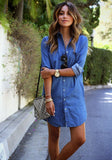 Full Button Up Denim Dress