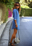 Full Button Up Denim Dress