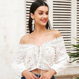 White Lace Off Shoulder Blouse