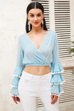 V-Neck Tassel Blouse
