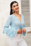 V-Neck Tassel Blouse