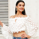 Flare Sleeve Applique Blouse
