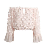 Flare Sleeve Applique Blouse