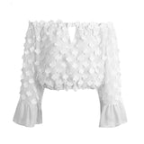 Flare Sleeve Applique Blouse