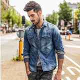 Slim Long-Sleeved Denim Shirt