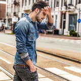 Slim Long-Sleeved Denim Shirt