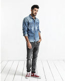 Slim Long-Sleeved Denim Shirt