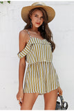 Stripe Off Shoulder Romper