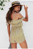 Stripe Off Shoulder Romper