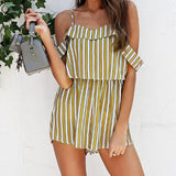 Stripe Off Shoulder Romper