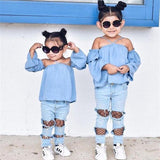 Distressed Denim - II Piece Set