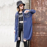 Chiffon Denim Patchwork Blouse