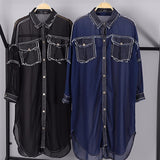 Chiffon Denim Patchwork Blouse