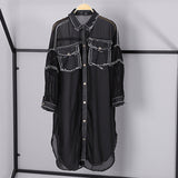 Chiffon Denim Patchwork Blouse