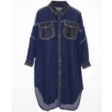 Chiffon Denim Patchwork Blouse