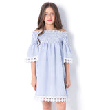 Striped Ruffle Off Shoulder