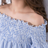 Striped Ruffle Off Shoulder