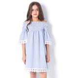 Striped Ruffle Off Shoulder