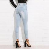 Bleach Wash Ripped Jeans