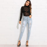 Bleach Wash Ripped Jeans