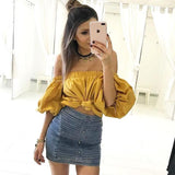 Puff Linen Crop Top